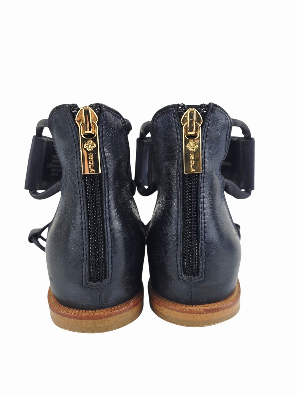 Isola Black Leather Ankle Strap Gladiator Sandals - Picture 6 of 11